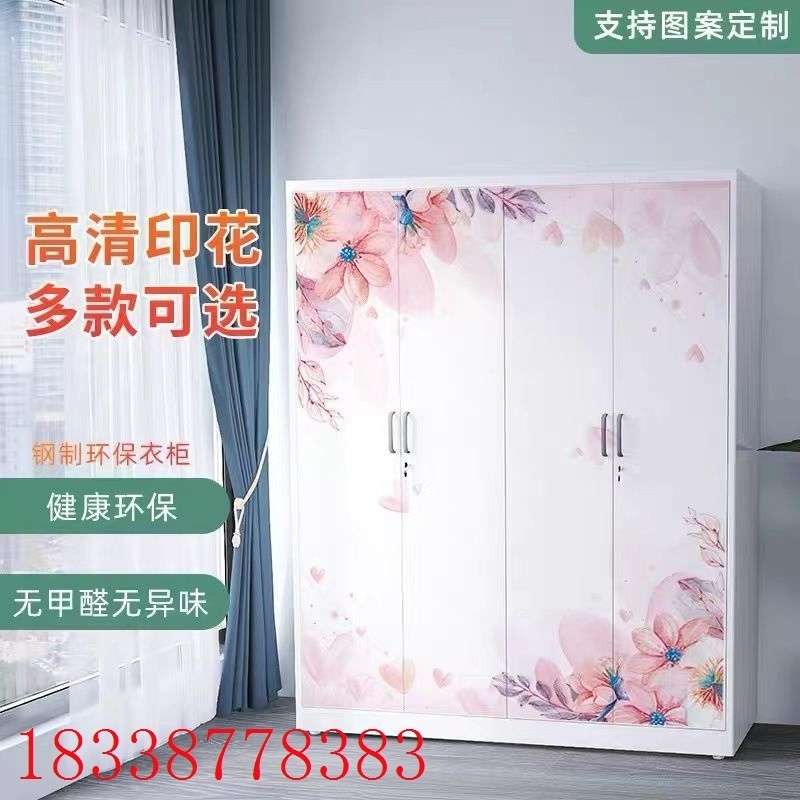 Ss铁皮衣柜家用卧室简易儿童宝宝卡通大衣橱钢制阳台收纳杂物储物