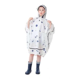 透气儿童雨衣学生小孩亲子骑车男女孩斗篷雨披带书包位中大童 日式