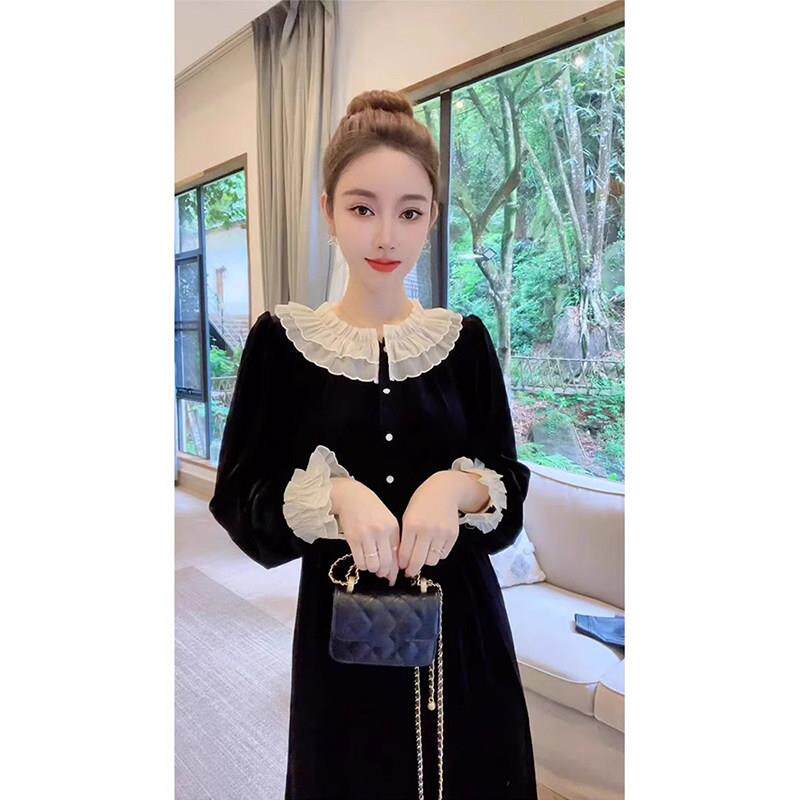 欧洲站春装女款2025年新款年会礼服女高级感气质显瘦金丝绒洋装