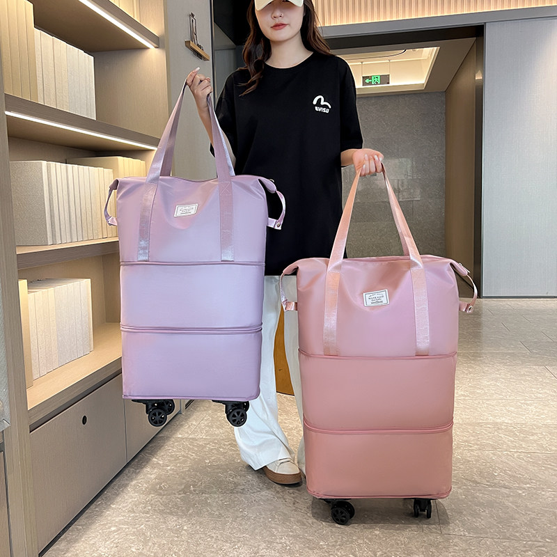 带轮子的行李袋轻便大容量超大套拉杆收纳可折叠旅行包万向轮滑轮