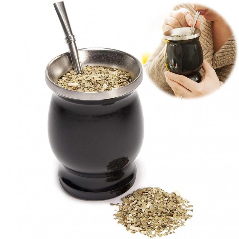 不锈钢滤马黛茶杯阿根廷葫芦双层隔热515杯带过搅拌吸形管勺套装