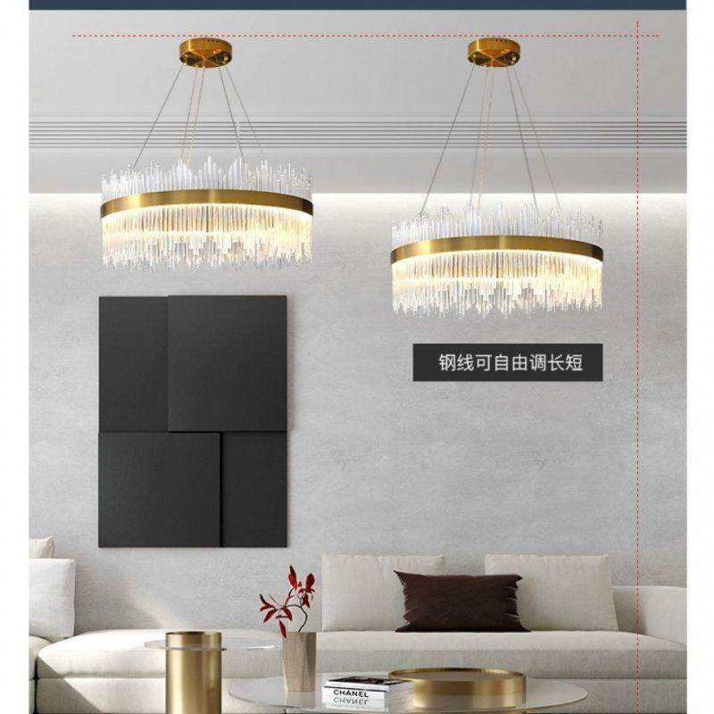 后现代客厅灯圆形大气吊灯北欧餐厅灯led卧室简约轻奢水晶吊灯