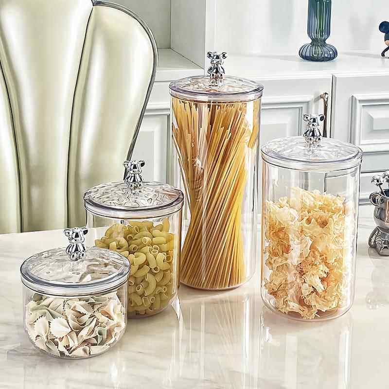 轻奢水波纹大容量厨房食物密封罐面条收纳盒零食糖果储物罐干果罐