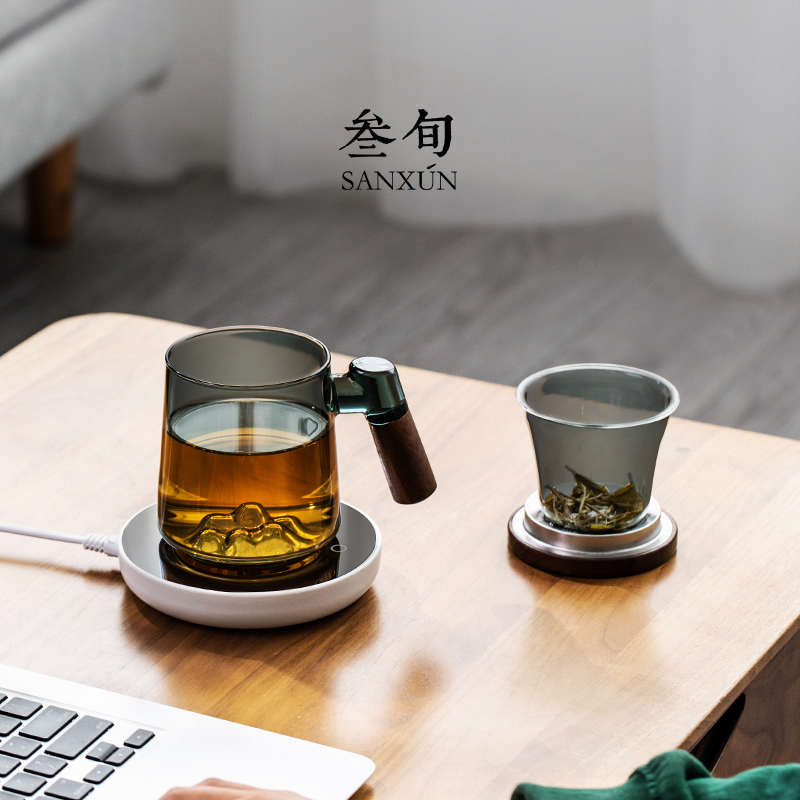 叁旬高端微晶55℃智能恒温杯垫变频99度加热器家用保温泡茶水杯