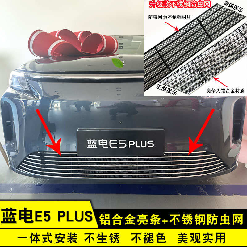 蓝电E5plus中网外观改装防虫网前格栅专用防护网装饰汽车用品配件
