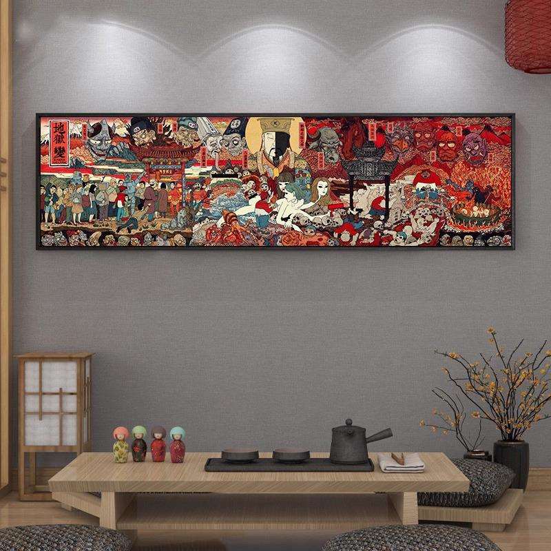 百鬼夜行挂画日式榻榻米酒店床头壁画和风浮世绘装饰画纹身工作室