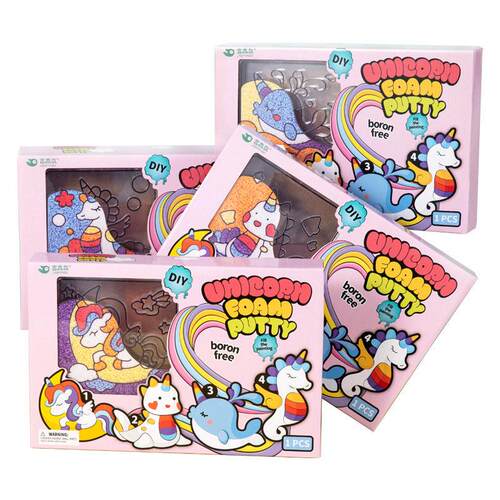 儿童雪花泥手工填充画女孩创意DIY珍珠泥相框画摆件独角兽粘画男