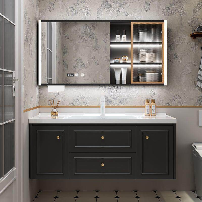 法式现代简约浴室柜组合陶瓷一体盆洗手脸盆柜卫生间洗漱台池新款