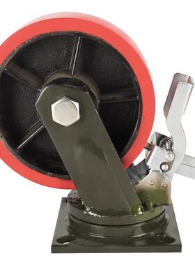 超重型12寸铁芯聚氨酯PU脚轮万向轮胎刹车6810