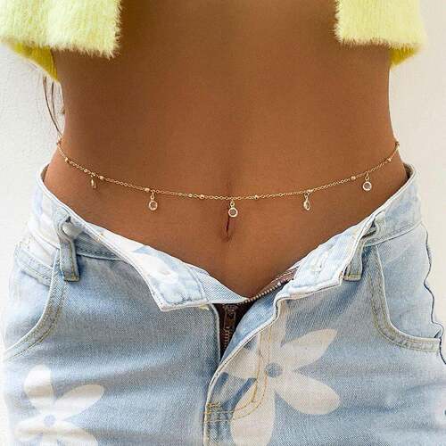 PuRui Sexy Crystal Glass Belly Belt Waist Chain Women Summer