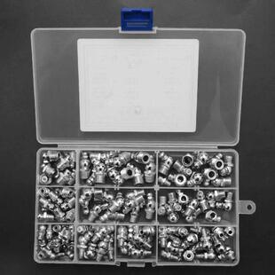 A64E 115Pcs Steel Zerk Grease Nipple Fittings Assortment