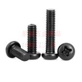 30不锈钢黑色PM字槽圆头机十牙螺丝镀黑锌4688十字2槽盘头机螺钉M