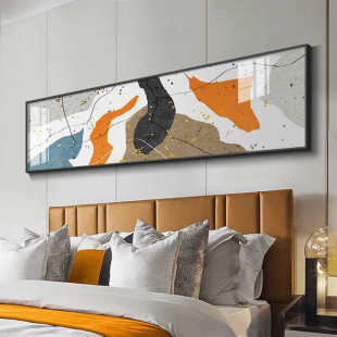 酒店挂画现代简约沙发背景墙轻奢几何装 饰画样板间艺术金箔床头画