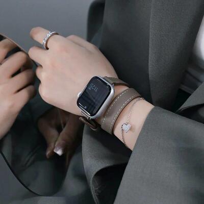 用于Apple Watch表带Ultra 49mm 40mm 41mm双Tour皮革