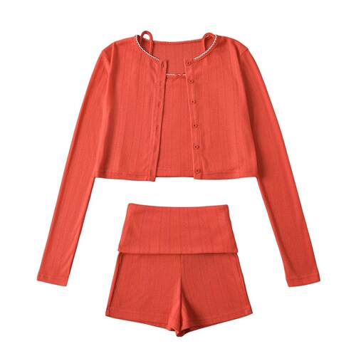 Sweet set women's short long sleeved cardigan tank top