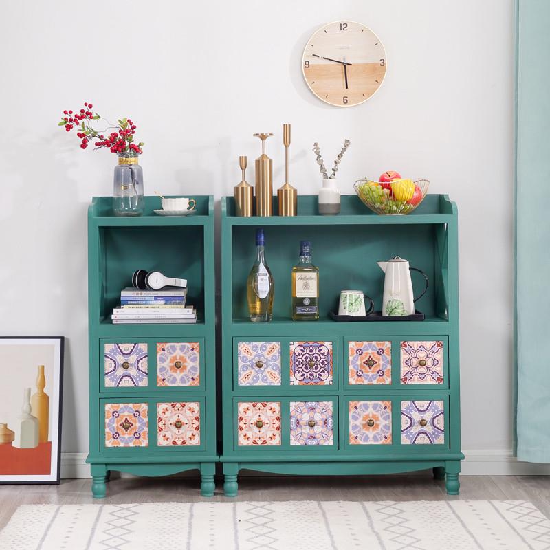 A12美式实木斗柜复古收纳柜储物柜儿童书柜简约客厅柜书架餐边柜