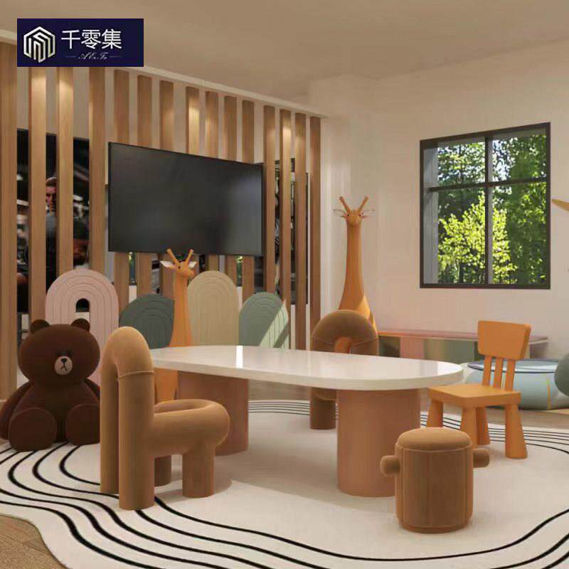 售楼处儿童娱乐区桌椅组合四点半早教学堂儿童学习手工桌儿童桌椅
