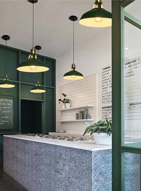 北欧loft复古工业风餐厅灯吧台咖啡厅绿色创意单头铁艺奶茶店吊灯