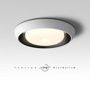 意式卧室吸顶灯现代简约护眼黑白奶咖色圆形led房间灯