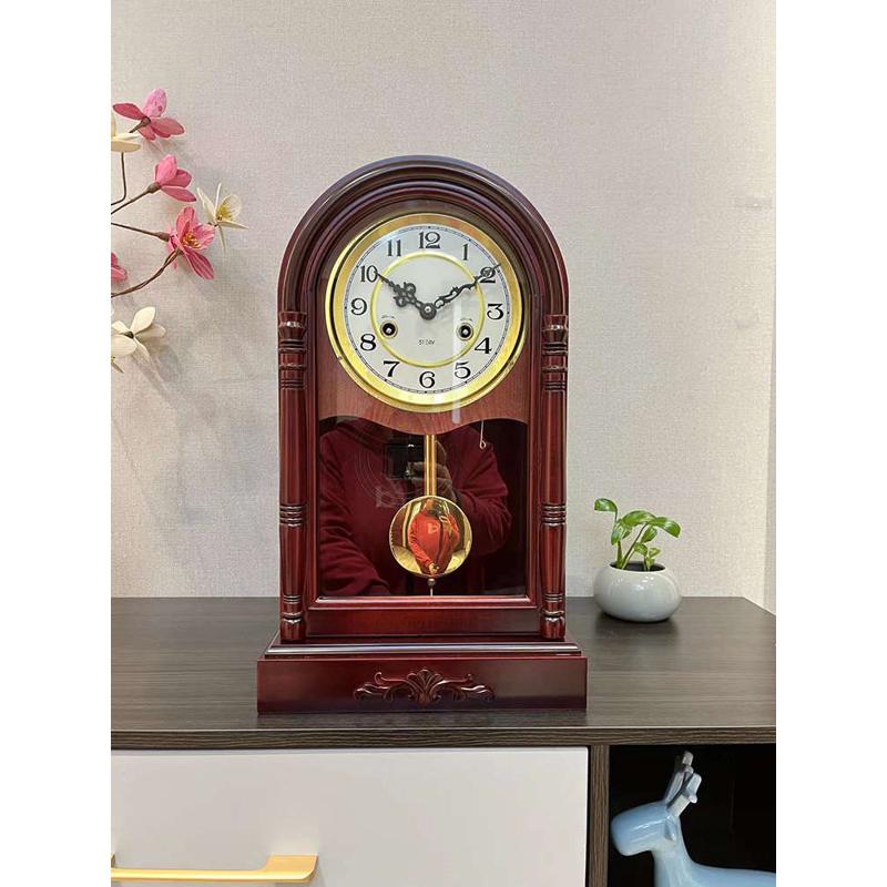 实木北极星机械机芯座钟打点报时上链老式复古怀旧客厅钟表
