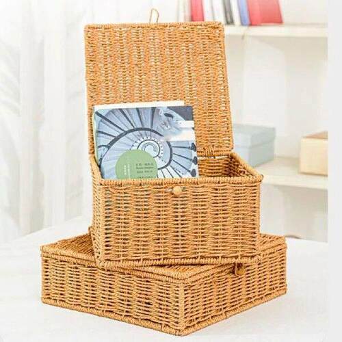 with Buckles Rectangular Rattan Storage Box Multi purpose 5