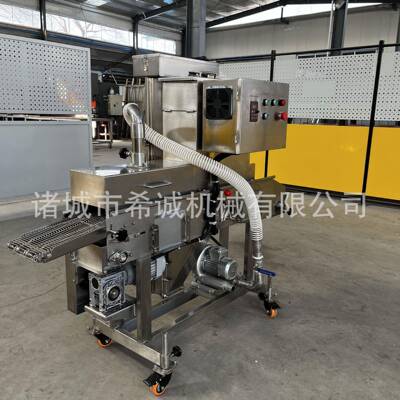 鳕堡肉饼上糠机 动全自鱼排裹糠机汉 连续式面包虾上屑机XAI商用
