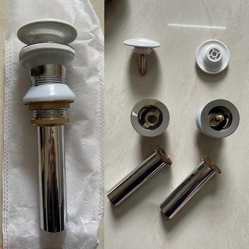 新款直销恒白全铜弹跳面盆去水器 高品质加厚加大主体 陶瓷白色大