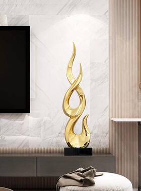 现代简约细高款雕塑 轻奢风格树脂摆件 玄关客厅装饰品