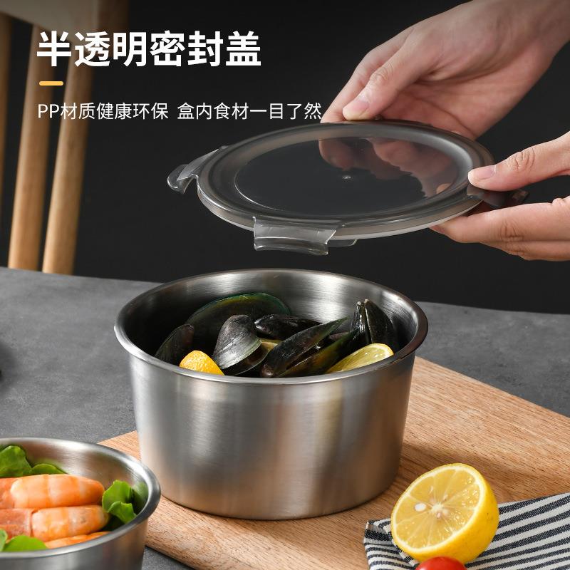316不锈钢保鲜盒藏密封罐带/盖圆形便碗厨当房冷冰箱食物盒奶粉罐