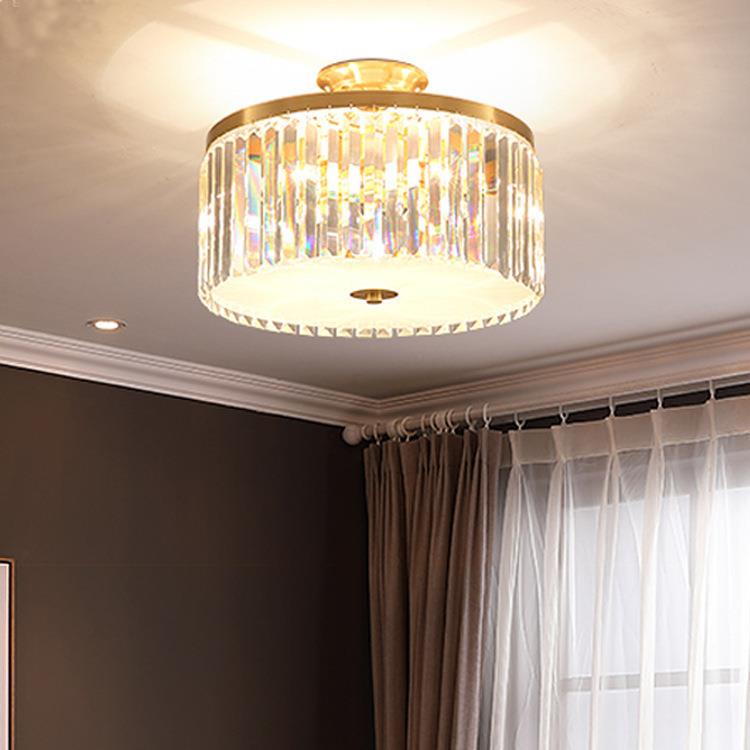 现代约全铜吸顶灯客厅圆餐厅吸顶灯美式简水晶卧室阳台书房MC339-