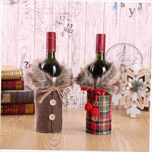 Christmas wine sleeve with bow red wine bottle sleeve酒瓶套