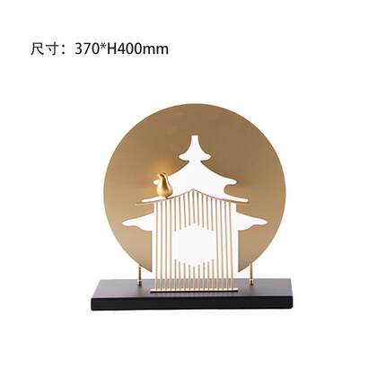 意新中式金属意屏风件铁艺摆客禅厅玄关样板房博创古架桌面装饰品