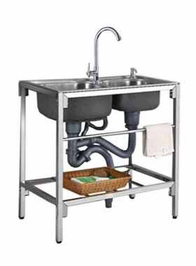 GLBO简易不锈钢单槽厨房洗手洗菜盆洗碗池拖把池水槽带支架水池加