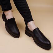 带鞋 高档春秋季 男商务韩厚加底男士 休闲皮鞋 系发型师潮流 棉保暖版