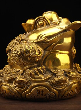 纯铜金蟾铜像金蟾王八方纳财金蟾蟾蜍招财三足蟾家居客厅开业礼品