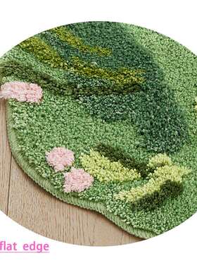 田绿色床边毯卧室植绒田20240717园小花高低毛客厅小地水洗垫可园