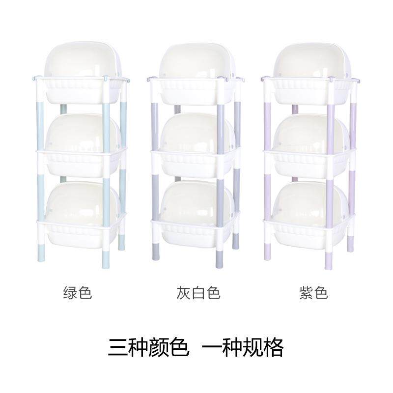 三层防尘收纳架家用厨房碗筷蔬菜置物架浴室护肤洗漱用品整理架