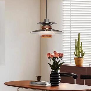 中餐厅风吊灯飞碟护眼复古胡桃木纹色位646移摇臂吧台饭古书房厅