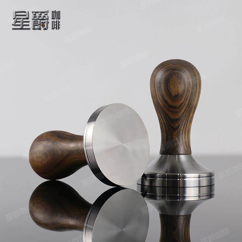 压粉锤实心304不锈钢咖啡压粉器沉贵宝木柄41/49/51/53/58/58.5mm