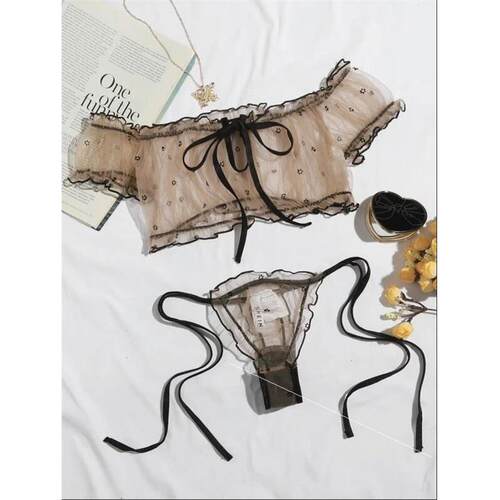 Erotic lingerie Sexy women's mesh tube top underwear set