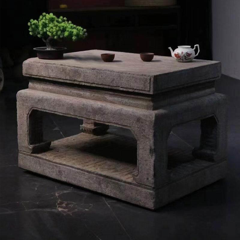 仿古石雕青石做旧茶几花几石桌景观盆景底座石桌石凳室内户外茶桌