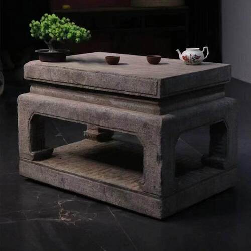 仿古石雕青石做旧茶几花几石桌景观盆景底座石桌石凳室内户外茶桌