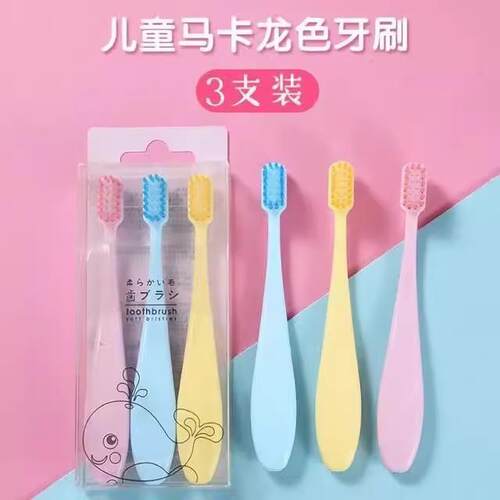 Candy-colored 3-pack toothbrushes with soft bristles, suitab
