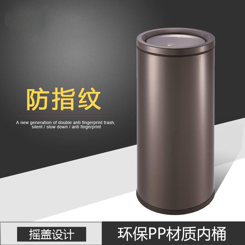 酒店大堂座地烟灰桶日式室内按压式不锈钢金属铁艺圆形大垃圾桶
