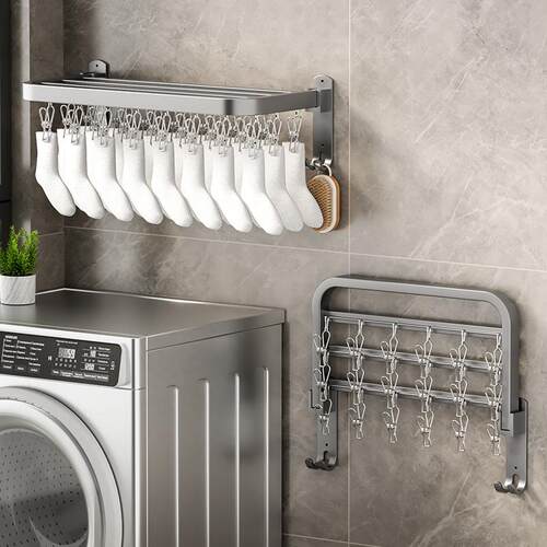 源头工厂晒袜子神器壁挂免打孔家用室内阳台防风内衣裤夹子晾衣架