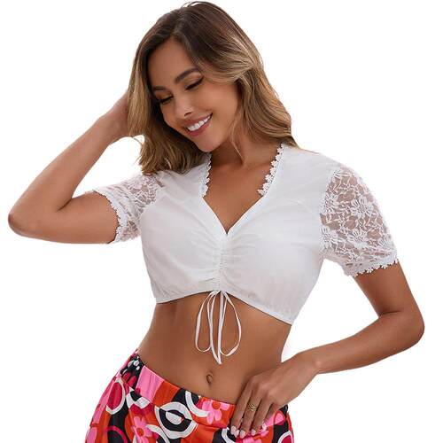 Ladies' Day Beer Festival Lace Splicing Small Shirt Top