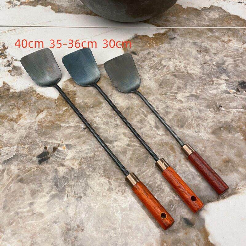 章丘迷你小锅铲铁铲家用奶锅加长铁铲花梨木手柄