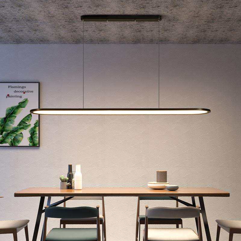 餐厅吊灯现代简约 北欧餐桌吧台办公室led极简长条平板岛台吊灯