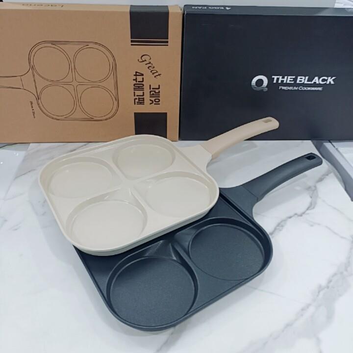 韩国进口加大四孔煎蛋锅不粘家用电磁炉早餐煎锅平底煎饼鸡蛋煎饼