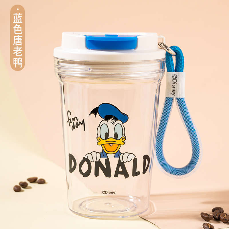 随手透明可爱tritan杯便携草莓凉米老鼠咖啡唐老鸭外带水杯饮料熊